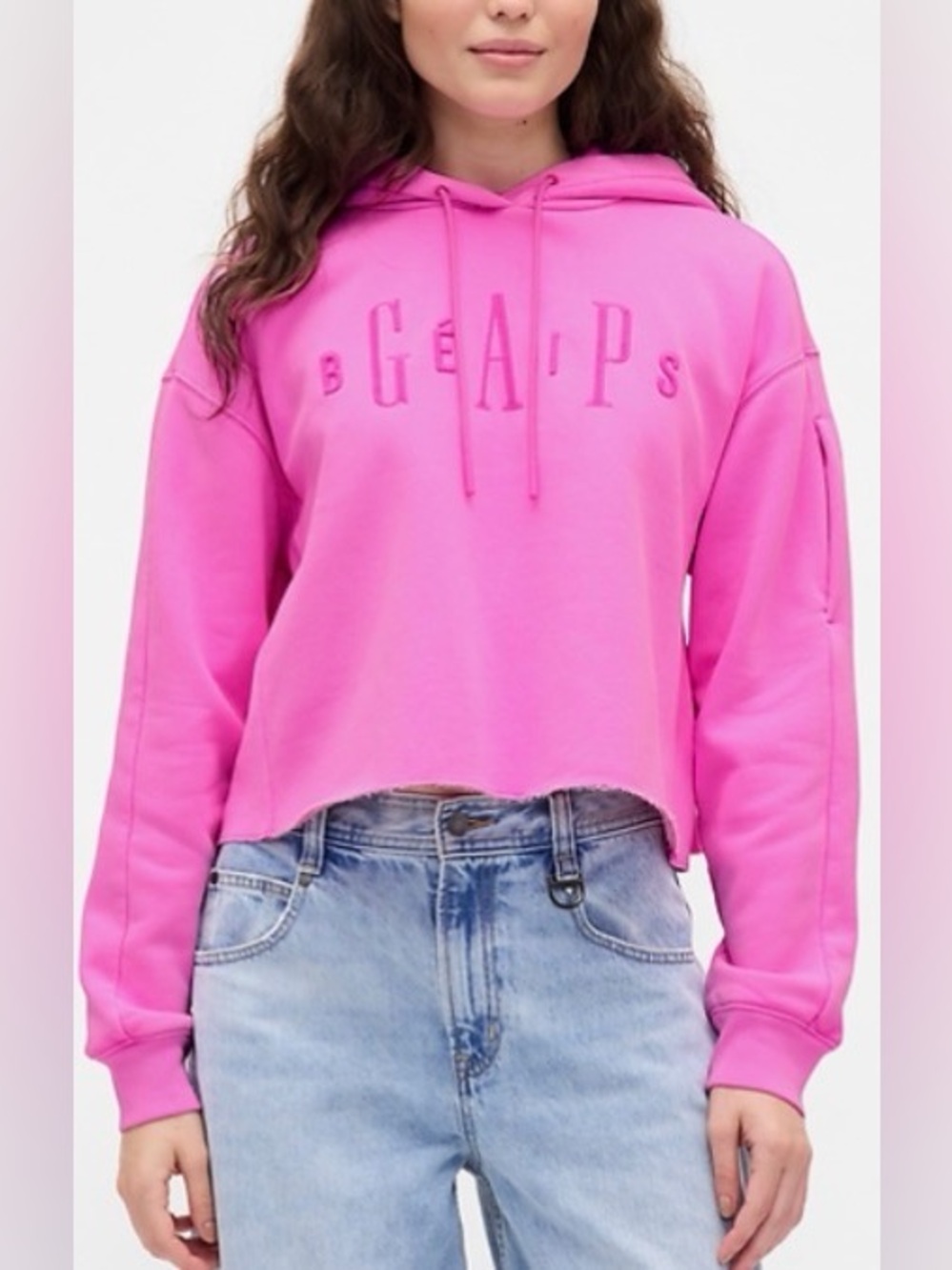 Gap × BÉIS Oversized Crop Hoodie, Pink, sz L